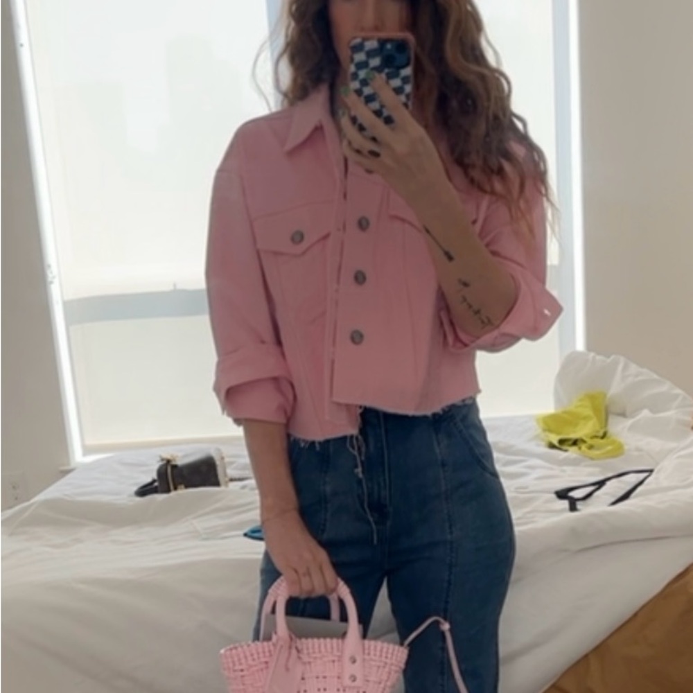 Boyish Jeans - Pink Cropped Denim Jacket- Size Small
